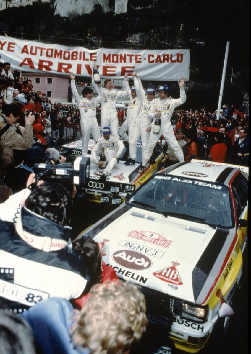 Walter Röhrl und sein Co-Pilot Christian Geistdörfer standen 1984 bei der Rallye Monte Carlo ganz oben auf dem Treppchen